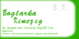 boglarka kinczig business card